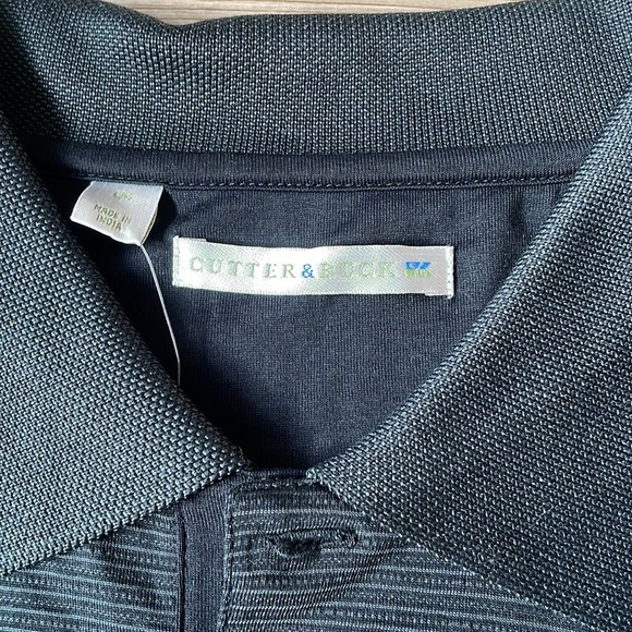 Cutter & Buck Men’s Golf Polo Black Thin Stripes Size L NWT - Picture 4 of 12